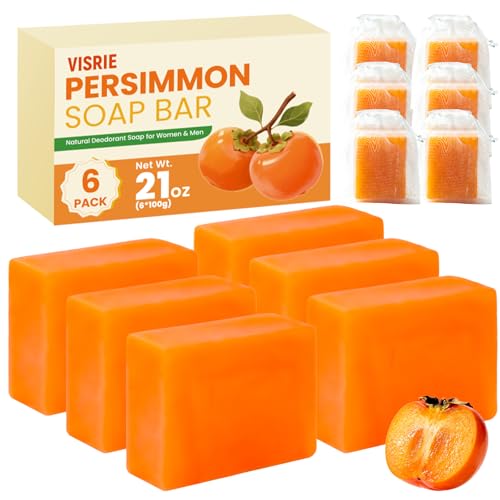 VISRIE Persimmon Anti-Odor Soap Bar - 6 Pack for All Skin Types
