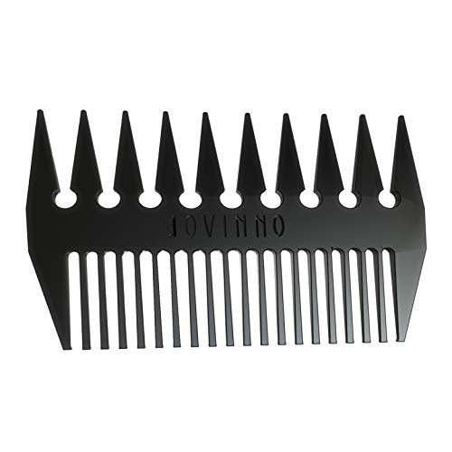 Jovinno Black Metal Heavy Duty Stainless Steel Hair & Beard Comb Dual-Sided Fine & Wide Tooth