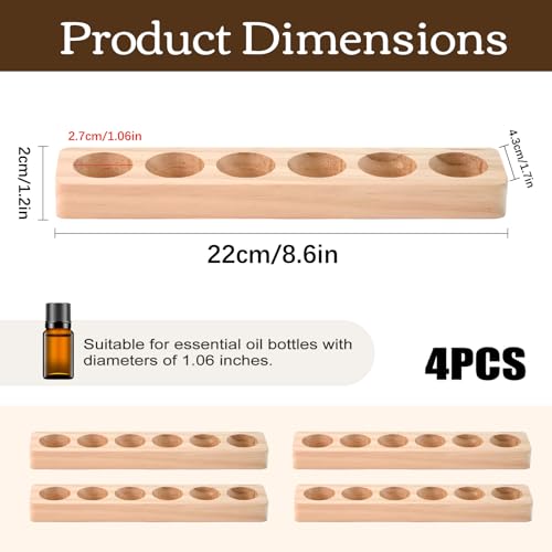 Meao Wooden Essential Oil Display Rack - 4 Pcs 6 Slot Organizer