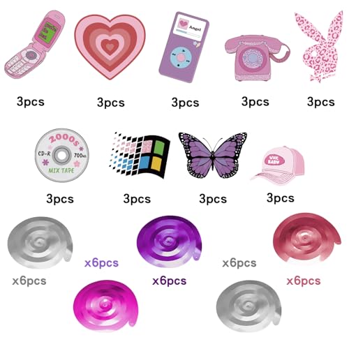 Y2K Pink Hanging Swirl Decorations Set - 30 Pcs Retro Party Decor