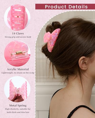 ACECHA 4-Pack Medium Claw Clips for Hair, Non-Slip Acrylic Hair Clamps