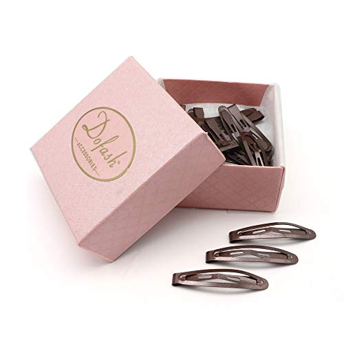 KWONG Brown A Mini 4.5cm/1.77in Hair Clips 20PCS Slim Snap Barrettes for Women & Girls