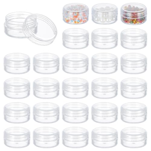BENECREAT 30-Pack 10ml Clear Bead Storage Jars with Screw-Top Lids