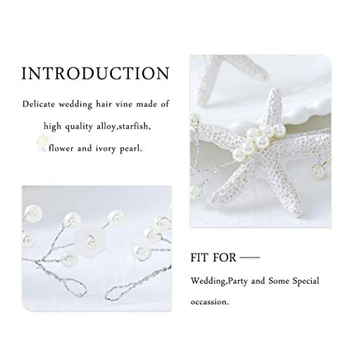 CASDRE Starfish Pearl Hair Vine - Mermaid Tassel Bridal Headband