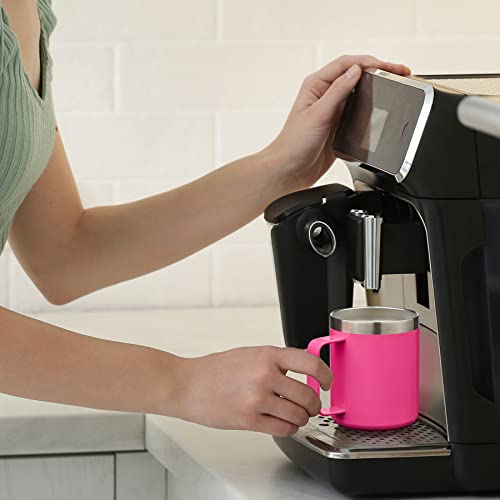 12oz Insulated Travel Coffee Mug with Handle - Black Stainless Steel Tumbler