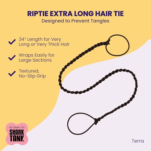 Rip Tie Extra Long Tangle-Free Nylon Hair Tie for Women - 1 Pack, Colorful Hair Accessory