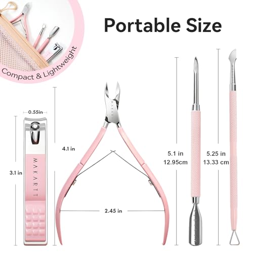Makartt Pink Cuticle Trimmer Set - Nail Clipper & Pushers