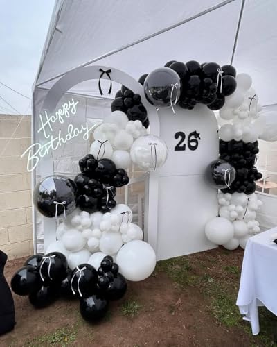Black Bow Balloon Arch Kit - 206 Pieces for Elegant Parties