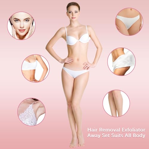 Chengu 62 Piece Crystal Legs and Facial Hair Removal Kit for Women- 2 Sizes Smooth Away Pads, 60 Fine Exfoliation Sandpapers for Lip and Skin Care(Pink, Black)