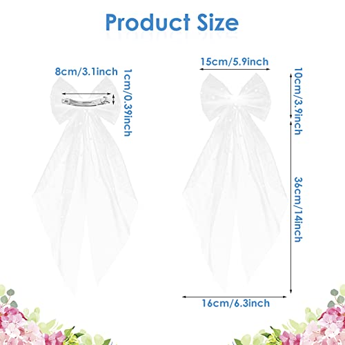 Yolev White Bridal Pearl Hair Bow Veil with Barrette for Wedding & Bridesmaid