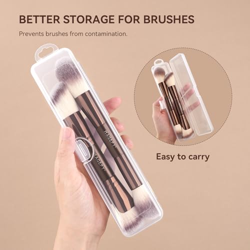 MAGEFY Double-Ended Makeup Brush Set - 2Pc Foundation & Contour Brushes