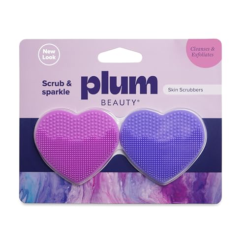 Plum Beauty Heart-Shaped Silicone Skin Scrubber with Suction Cup