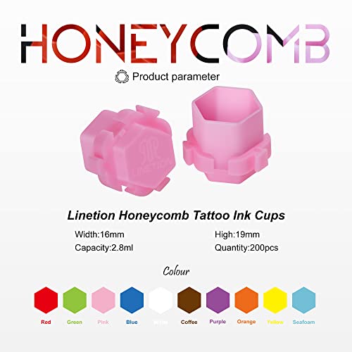 Linetion Spliceable Tattoo Ink Caps - Honeycomb Anti-Rollover Cups 200pcs
