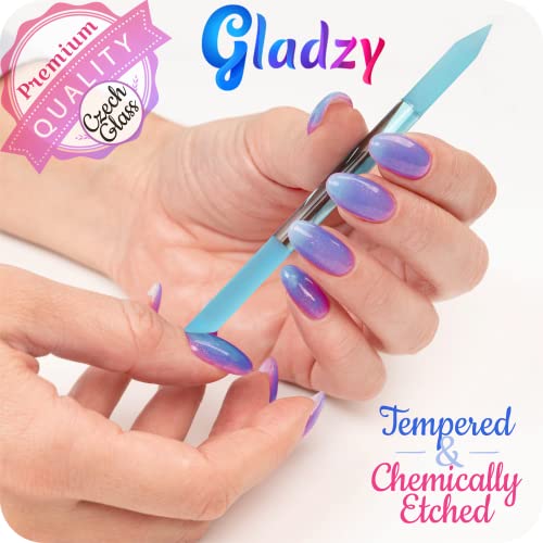 Gladzy Glass Cuticle Pusher Set - 2 Pcs Dual Ended Manicure Nail Tool