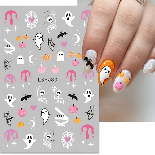 Halloween Nail Stickers 12 Sheets Halloween Nail Art Decals Ghost Pumpkin for Manicure