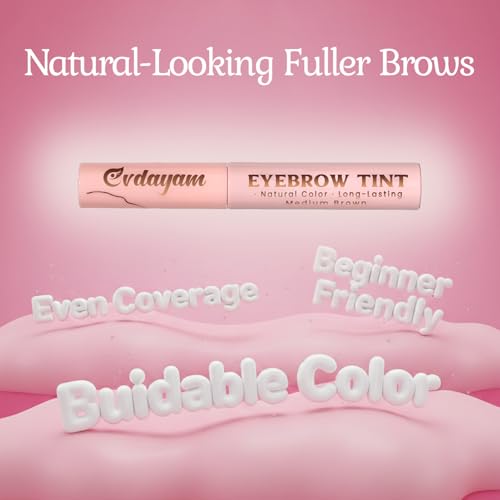 Evdayam Long-Lasting Natural Eyebrow Tint & Gel - Smudge-Proof, Easy Application, Medium Brown