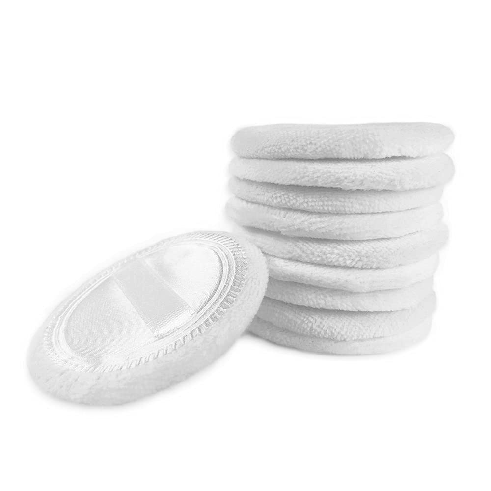 Cosmetic Powder Puffs - 10pcs Soft Cotton Makeup Pads with Ribbon | 2.36 Inch White