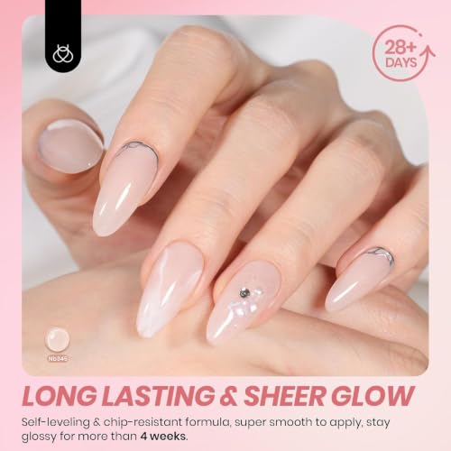 Beetles Jelly Gel Nail Polish Set - 6 Sheer Nude Colors for Manicure