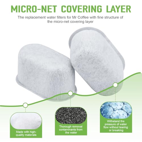 Mr. Coffee Water Filter Replacement Cartridges - 6 Pcs Charcoal Filters