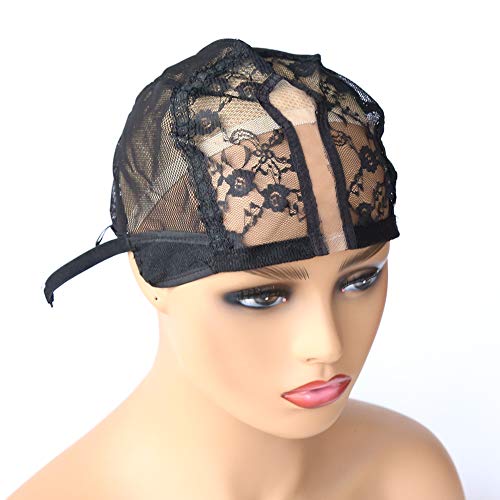 BTWTRY U Part Wig Cap - Adjustable Black Dome Mesh for DIY Wigs (2 Pcs)