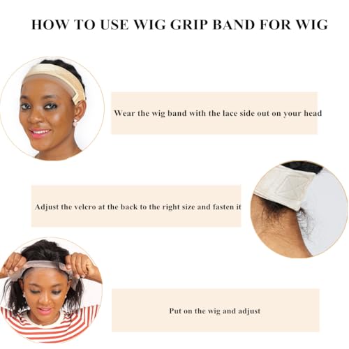Brown Wig Grip Band for Women, Non-Slip Lace Headband with Silicone Strips, Adjustable Secure Wig Holder