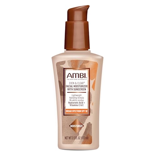 Ambi Even & Clear Facial Moisturizer SPF 30 - Daily Hydrating Lotion for Uneven Skin Tone