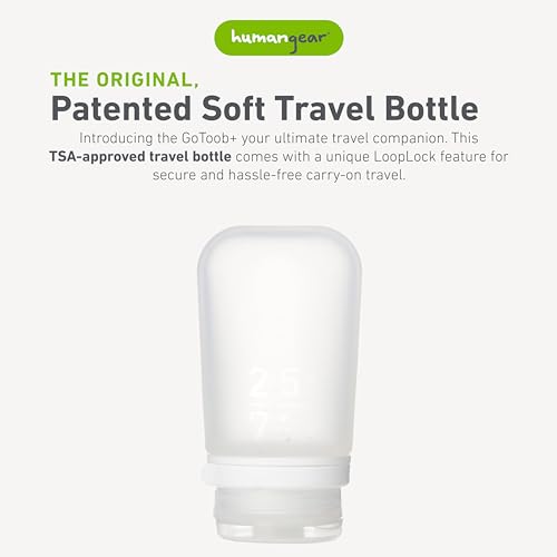 humangear GoToob+ Medium Silicone Travel Bottle, 2.5 oz Leak-Proof Tube