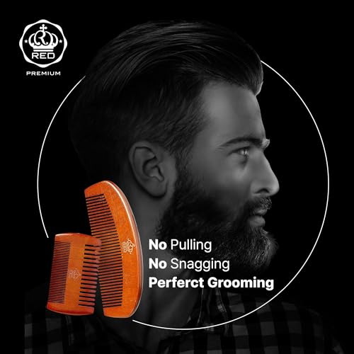 Red by Kiss Premium Wood Beard Comb for Gentle Grooming