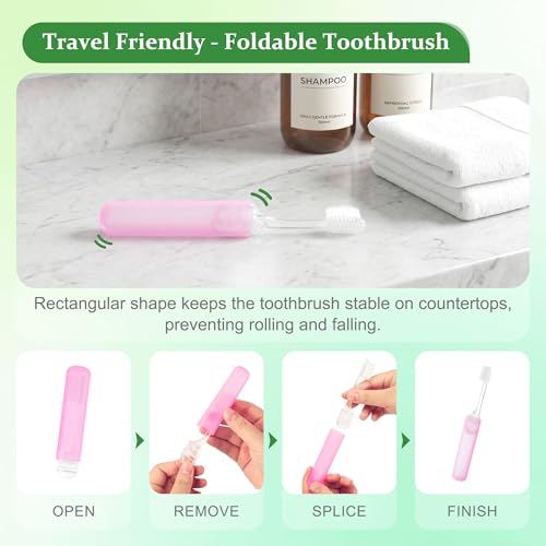 Kocpudu Travel Toothbrush Set - 20-Pack Mini Foldable, Hygienic & Colorful