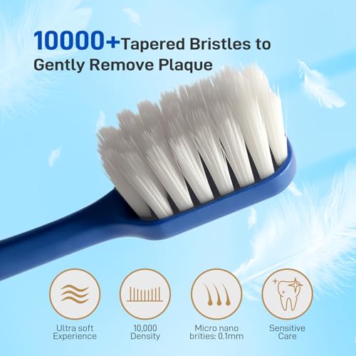 Ultra Soft Toothbrushes for Sensitive Teeth - 5 Pack with Travel Case