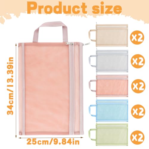 Mesh Storage Bags with Handle - 5-Pack Clear Zipper Pouches