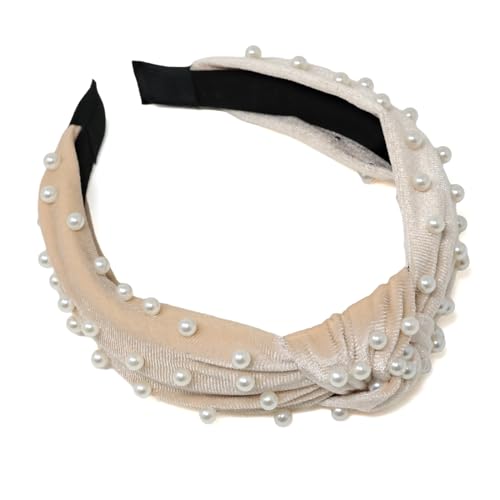 Yueton Women Faux Pearl Velvet Headband 1 Pack Elegant Hair Accessory