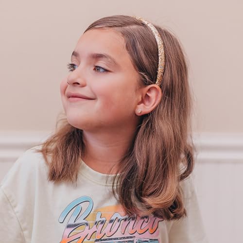Glitter Headbands for Girls - 6 Pack in Pink, Purple, Gold, Rainbow