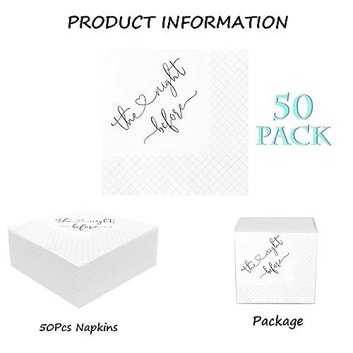 Geloar The Night Before Rehearsal Dinner Cocktail Napkins - 50 Pack, 2-Ply, 5x5 Inches