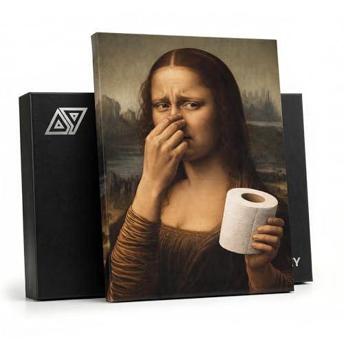 Funny Mona Lisa Bathroom Art Canvas - 12x16 Wall Decor
