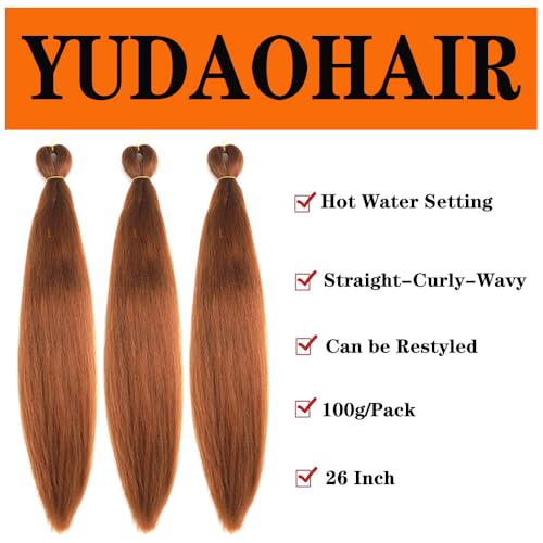 Pre Stretched Braiding Hair Extensions 26 Inch Brown for Box Braids & Crochet