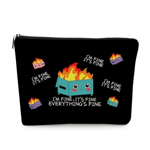 EXUQO Funny Dumpster Fire Small Makeup Bag C - Stylish Cosmetic Pouch for Women & Girls