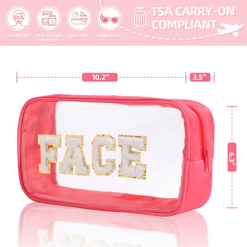 Antimbee Clear Makeup Bags with Chenille Letters - 4 Pack
