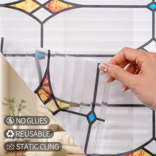 Reeded Glass Privacy Window Film - Frosted Decorative Cling 17.7x78.7 inches