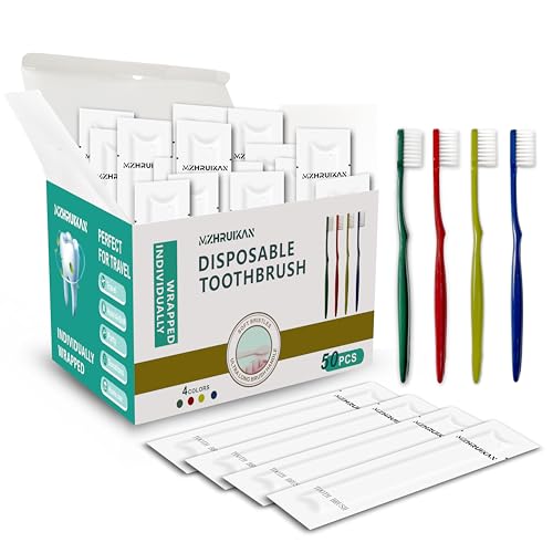 50 Pack Disposable Travel Toothbrushes Ultra Soft Bristles Individually Wrapped Adults & Kids