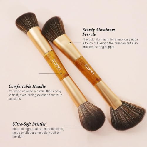 Brush Master 5-Piece Travel Makeup Brush Set with Portable Leather Pouch