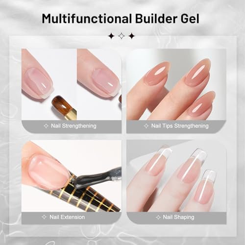 JODSONE 2PCS 10ml Clear Builder Gel for Nail Extensions & Strengthening