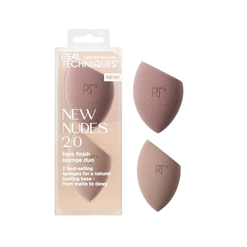 Real Techniques Bare Finish Sponge Duo - 2 Makeup Sponges for Flawless Application