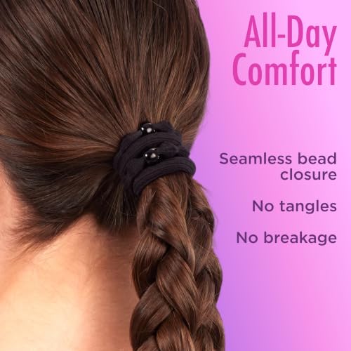 Goody Ouchless Forever Hair Elastics Pack of 10 - Black, Damage-Free, 3X Stronger, All Hair Types