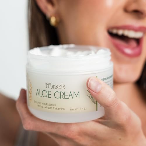 Deluvia Miracle Aloe Cream - Organic Aloe Vera Moisturizer for Face & Body, Soothes Eczema & Psoriasis