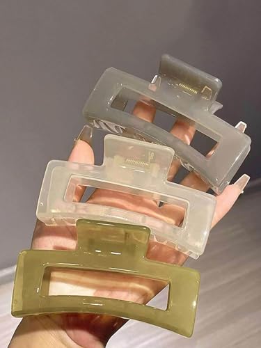TEBIEKOY Olive Mist Extra Large 5-Inch Hair Claw Clips for Thick Hair