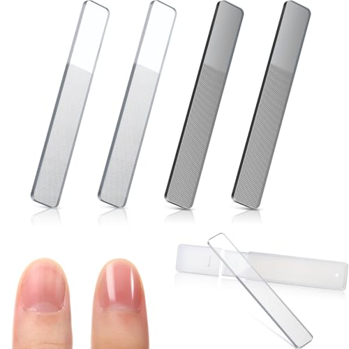 Mudder 4-Pack Glass Nail File Set with Protective Cases