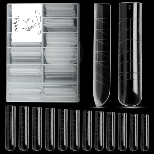 120 Pcs Poly Nail Extension Gel Forms - Coffin Shape with Scale