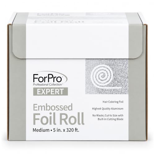 ForPro Expert Embossed Aluminum Foil Roll - 320 Ft Hair Foils for Color & Highlights, Medium Thickness