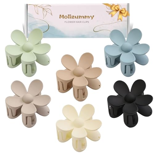 6PCS Matte Flower Hair Clips - Large Claw Clips for Women